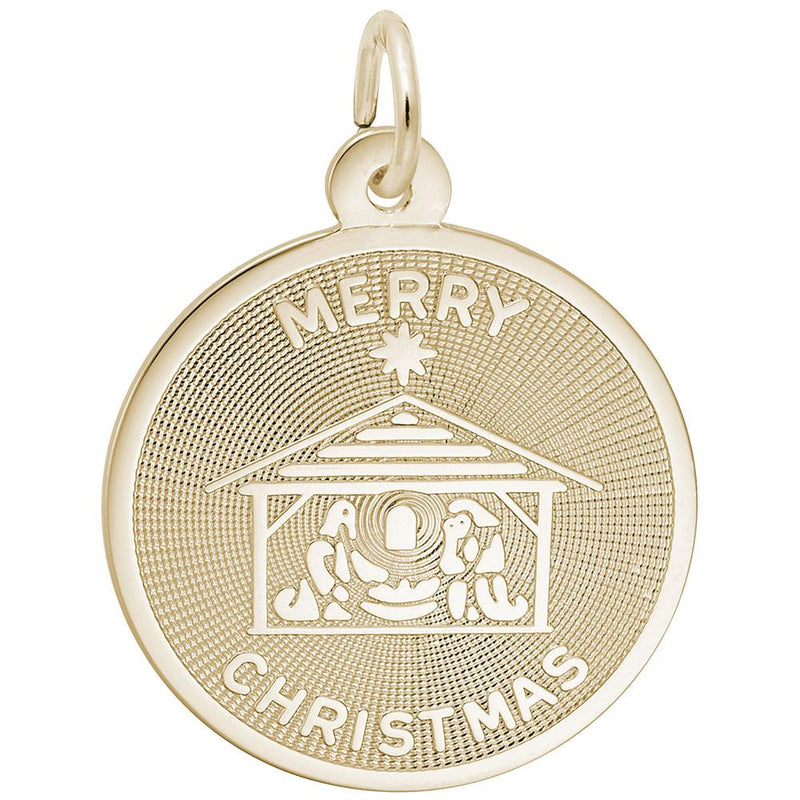 Rembrandt Charms - Merry Christmas Nativity Disc Charm - 3890 Rembrandt Charms Charm Birmingham Jewelry 