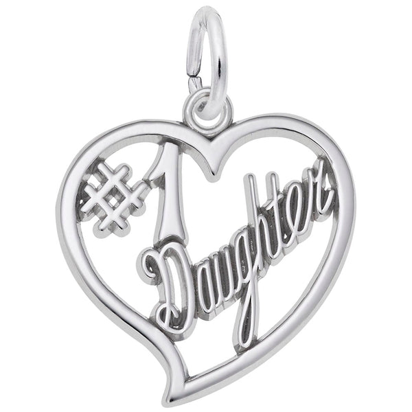 Rembrandt Charms - Number One Daughter Charm - 6145 Rembrandt Charms Charm Birmingham Jewelry 