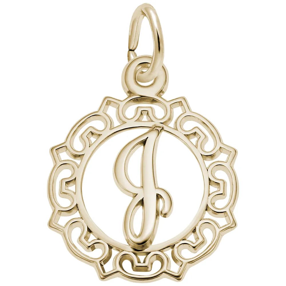 Rembrandt Charms - Ornate Script Initial J Charm - 0817-010 Rembrandt Charms Charm Birmingham Jewelry 