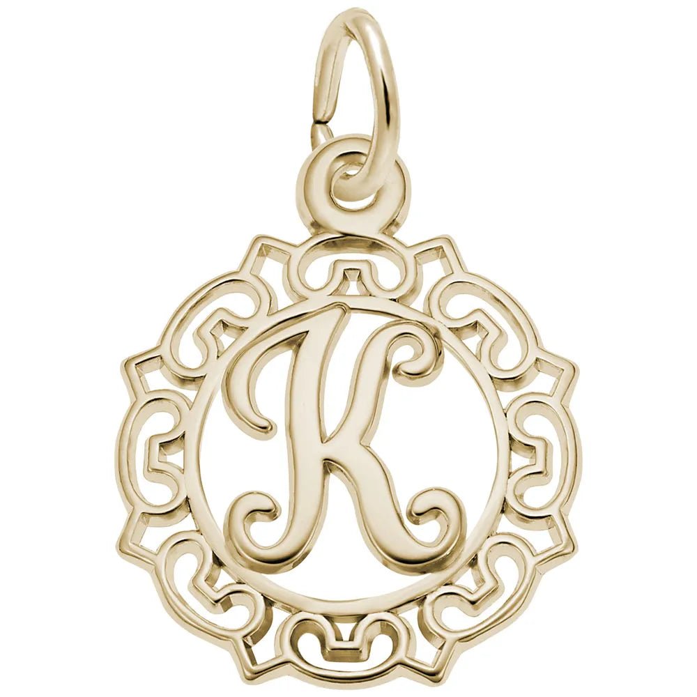 Rembrandt Charms - Ornate Script Initial K Charm - 0817-011 Rembrandt Charms Charm Birmingham Jewelry 