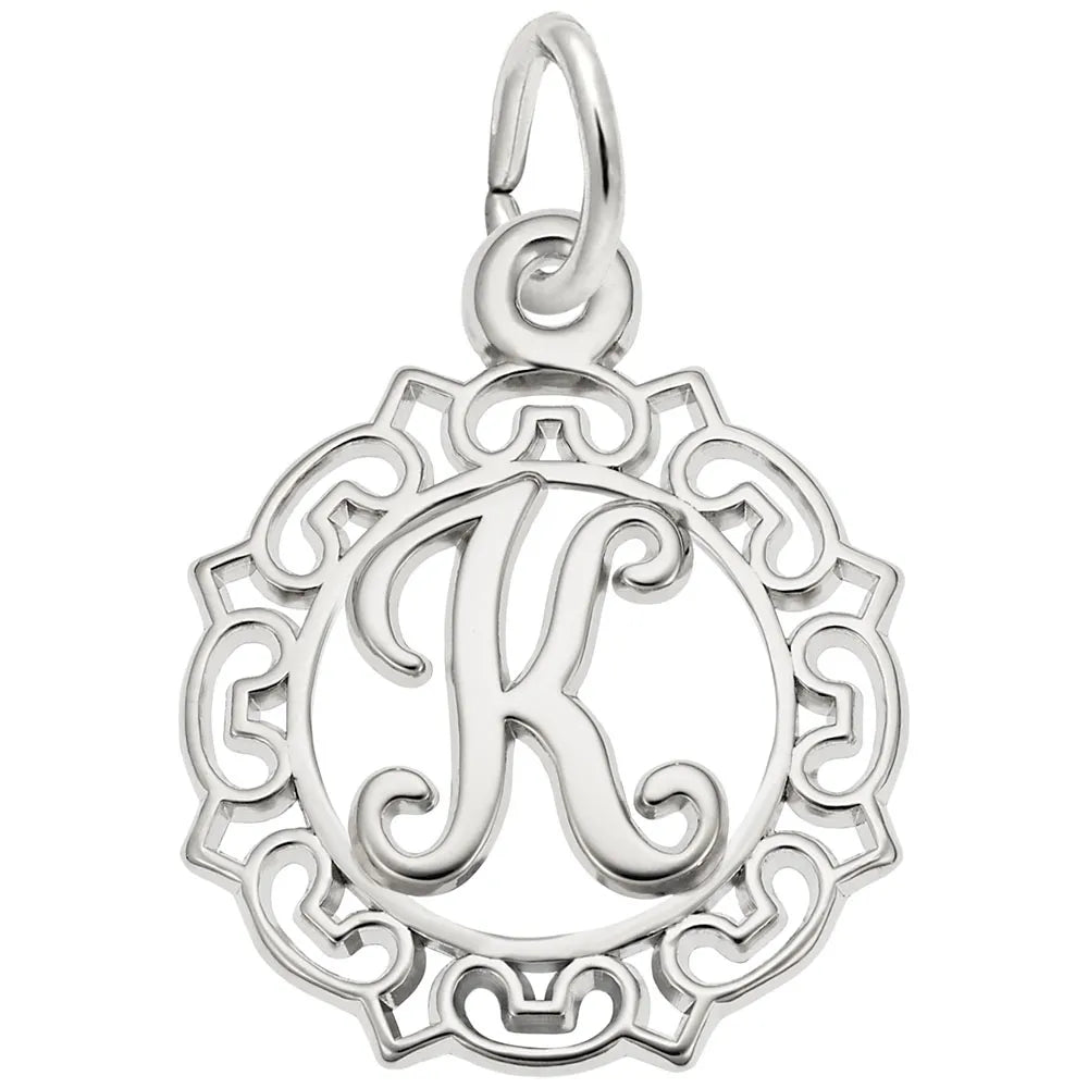 Rembrandt Charms - Ornate Script Initial K Charm - 0817-011 Rembrandt Charms Charm Birmingham Jewelry 