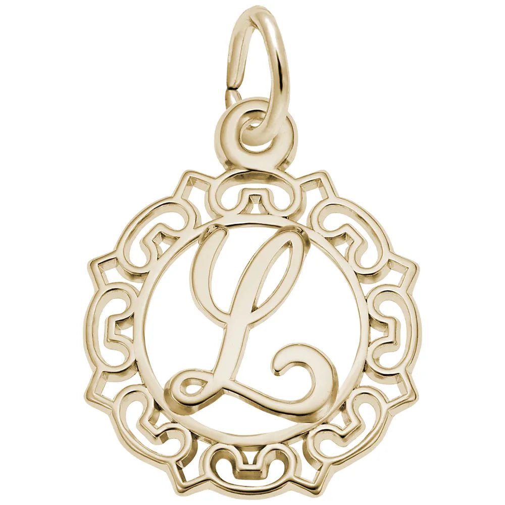 Rembrandt Charms - Ornate Script Initial L Charm - 0817-012 Rembrandt Charms Charm Birmingham Jewelry 