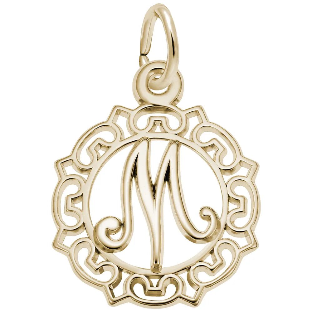 Rembrandt Charms - Ornate Script Initial M Charm - 0817-013 Rembrandt Charms Charm Birmingham Jewelry 