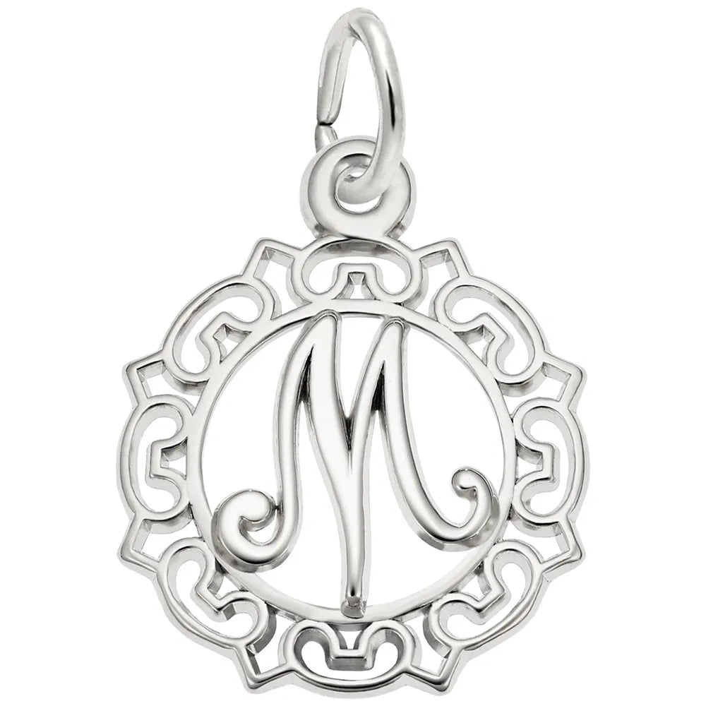 Rembrandt Charms - Ornate Script Initial M Charm - 0817-013 Rembrandt Charms Charm Birmingham Jewelry 