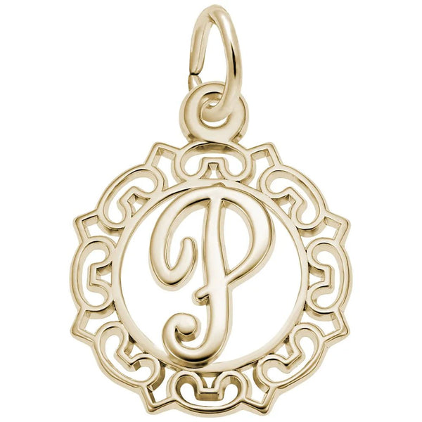 Rembrandt Charms - Rembrandt Charms - Ornate Script Initial P Charm - 0817-016 - Birmingham Jewelry