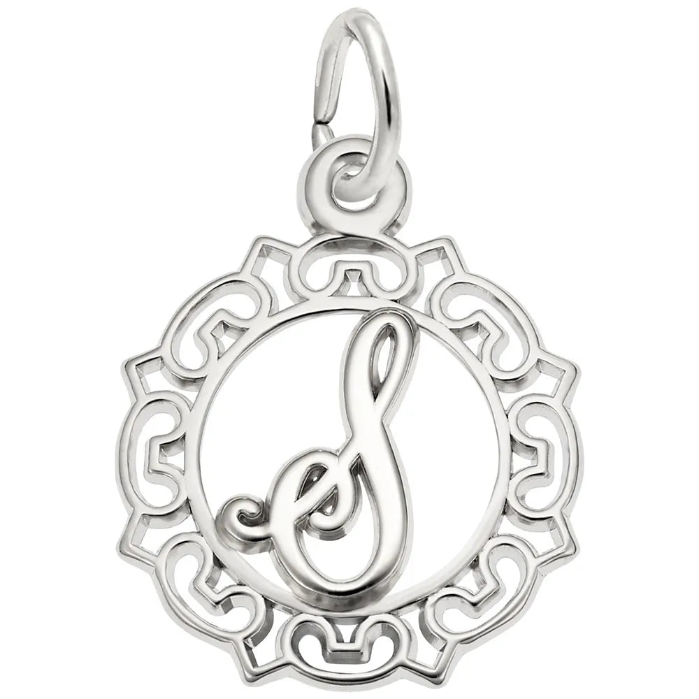Rembrandt Charms - Ornate Script Initial S Charm - 0817-019 Rembrandt Charms Charm Birmingham Jewelry 