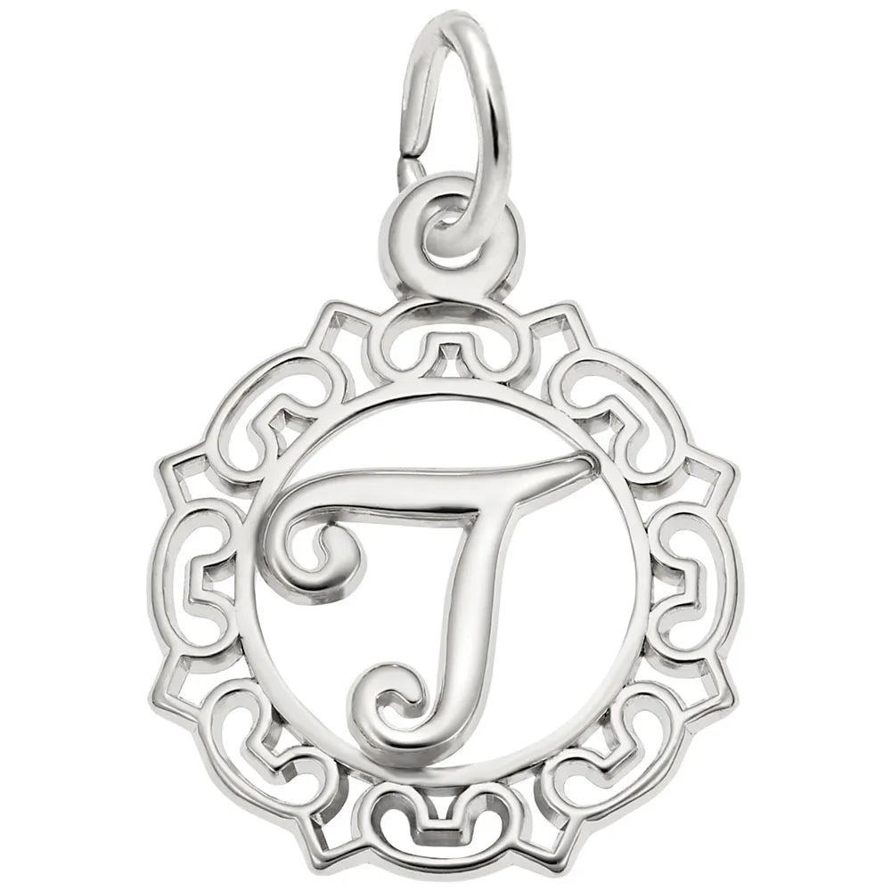 Rembrandt Charms - Ornate Script Initial T Charm - 0817-020 Rembrandt Charms Charm Birmingham Jewelry 