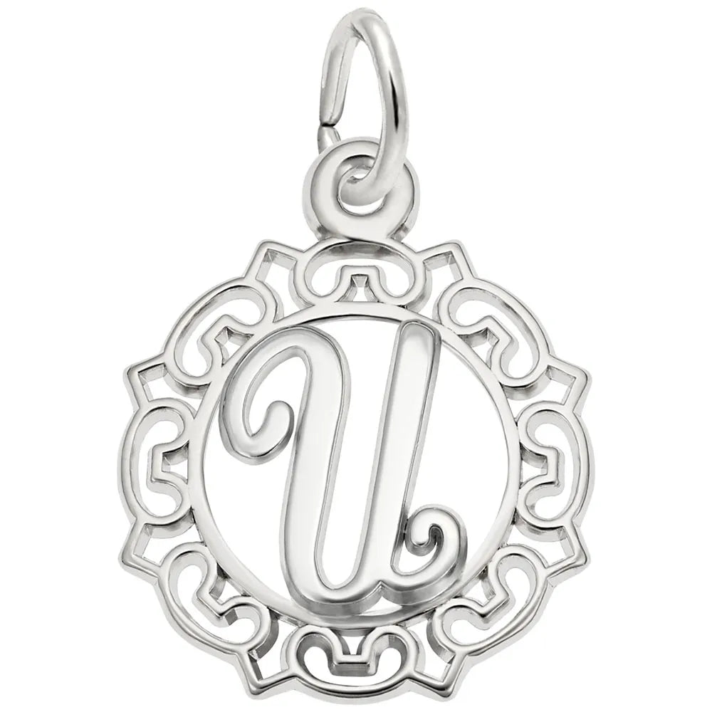 Rembrandt Charms - Ornate Script Initial U Charm - 0817-021 Rembrandt Charms Charm Birmingham Jewelry 