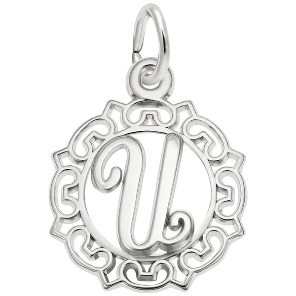 Rembrandt Charms - Rembrandt Charms - Ornate Script Initial U Charm - 0817-021 - Birmingham Jewelry