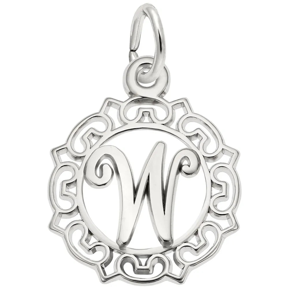 Rembrandt Charms - Ornate Script Initial W Charm - 0817-023 Rembrandt Charms Charm Birmingham Jewelry 