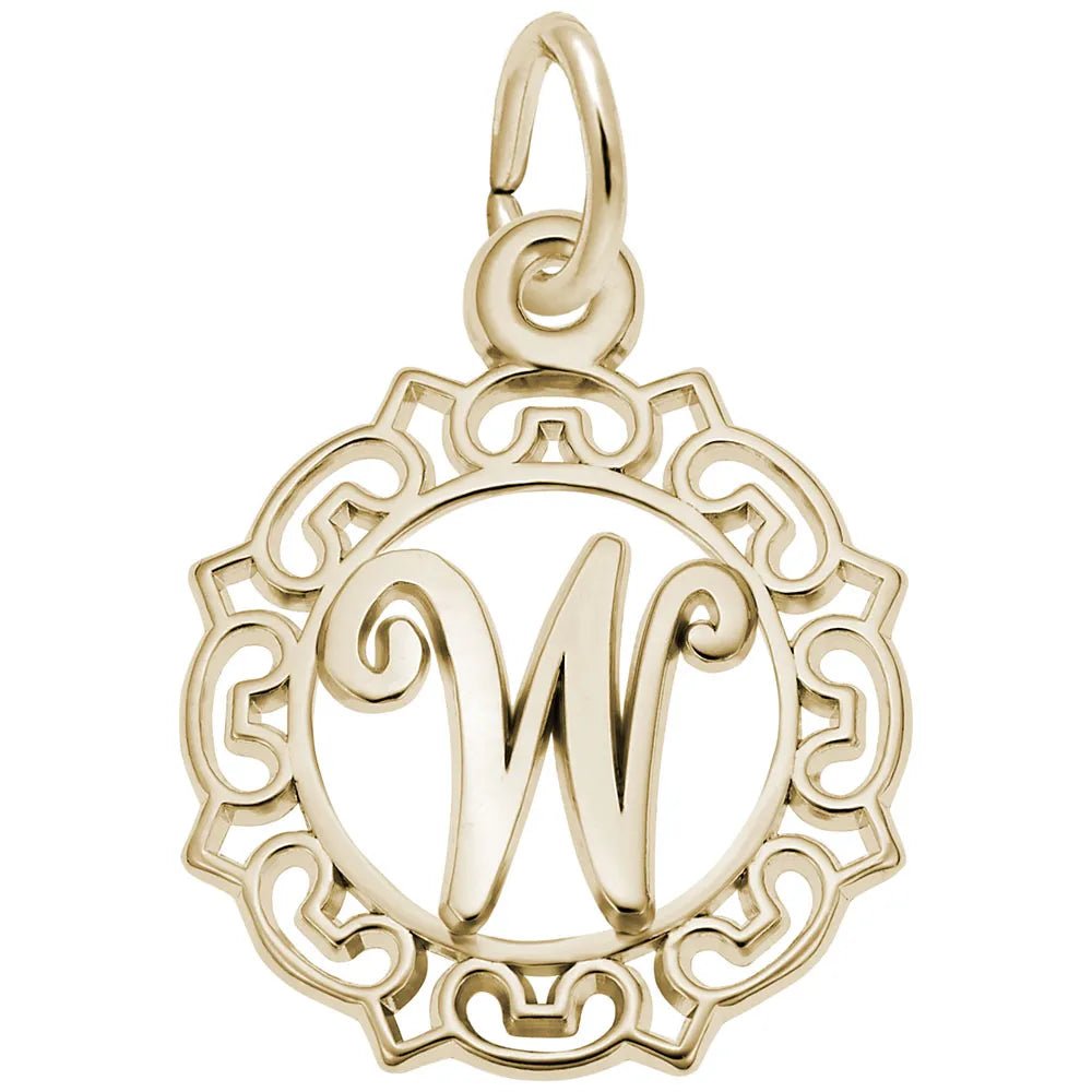 Rembrandt Charms - Ornate Script Initial W Charm - 0817-023 Rembrandt Charms Charm Birmingham Jewelry 