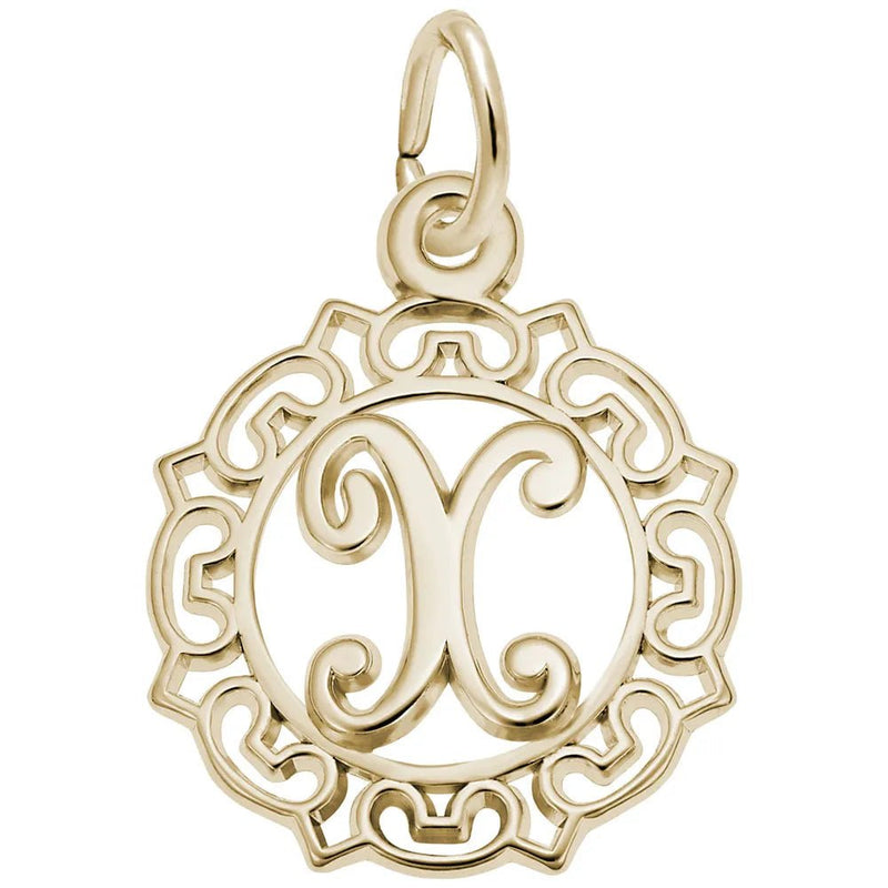 Rembrandt Charms - Rembrandt Charms - Ornate Script Initial X Charm - 0817-024 - Birmingham Jewelry