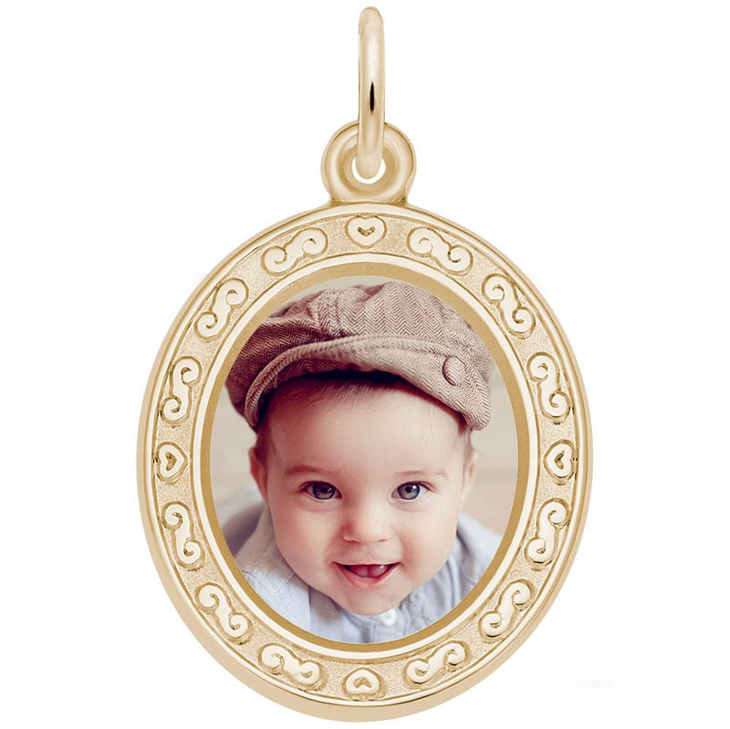 Rembrandt Charms - Oval Scroll Photoart Charm - 8612 Rembrandt Charms Charm Birmingham Jewelry 