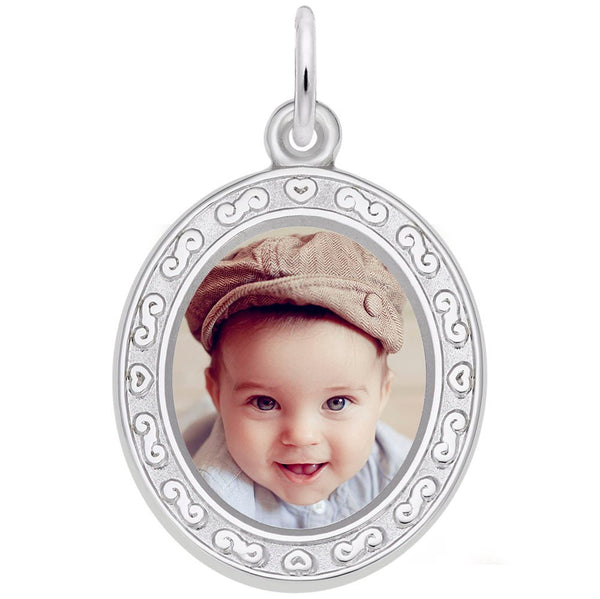 Rembrandt Charms - Oval Scroll Photoart Charm - 8612 Rembrandt Charms Charm Birmingham Jewelry 