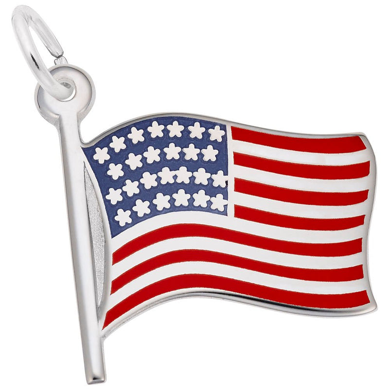 Rembrandt Charms - Painted American Flag Charm - 3863 Rembrandt Charms Charm Birmingham Jewelry 