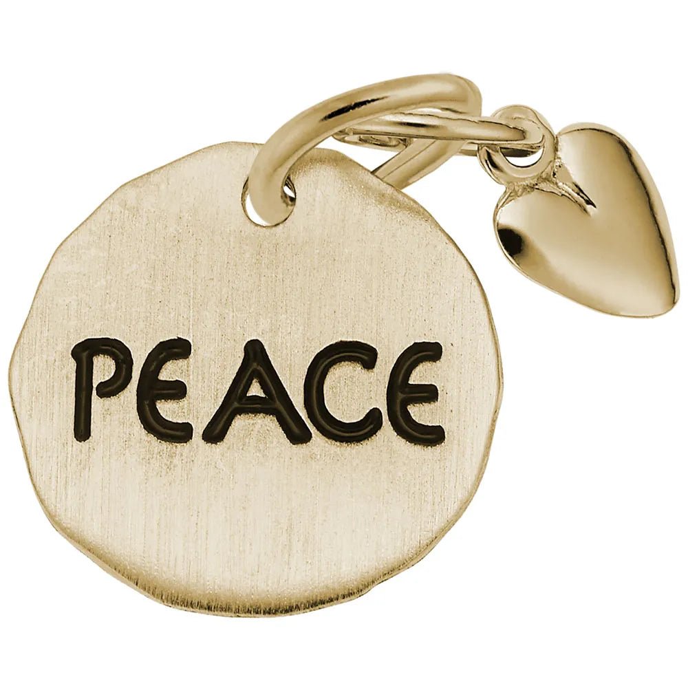 Rembrandt Charms - Peace Tag with Heart Accent Charm - 8445 Rembrandt Charms Charm Birmingham Jewelry 