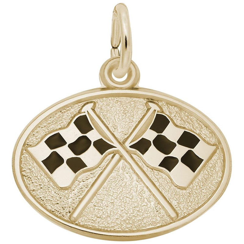 Rembrandt Charms - Racing Flags Oval Disc Charm - 8328 Rembrandt Charms Charm Birmingham Jewelry 