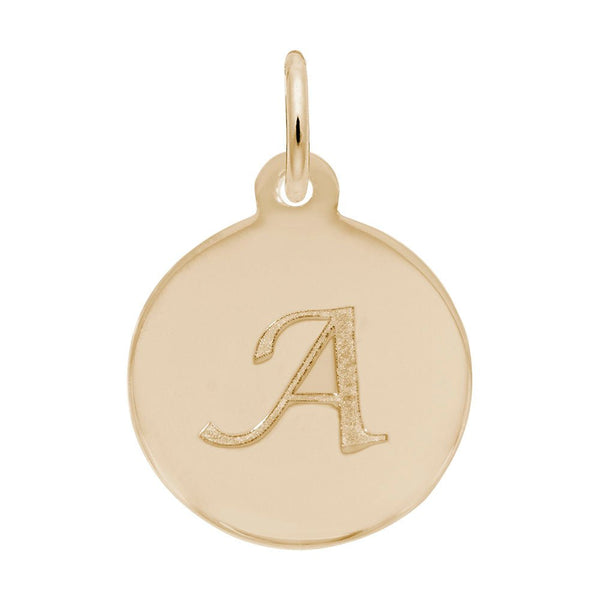 Rembrandt Charms - Script Initial Disc Charm-Letter A - 1896-001 Rembrandt Charms Charm Birmingham Jewelry 