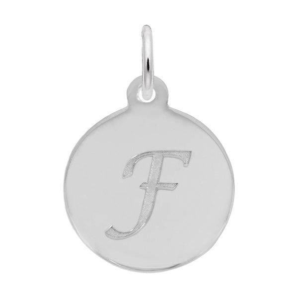 Rembrandt Charms - Script Initial Disc Charm-Letter F - 1896-006 Rembrandt Charms Charm Birmingham Jewelry 