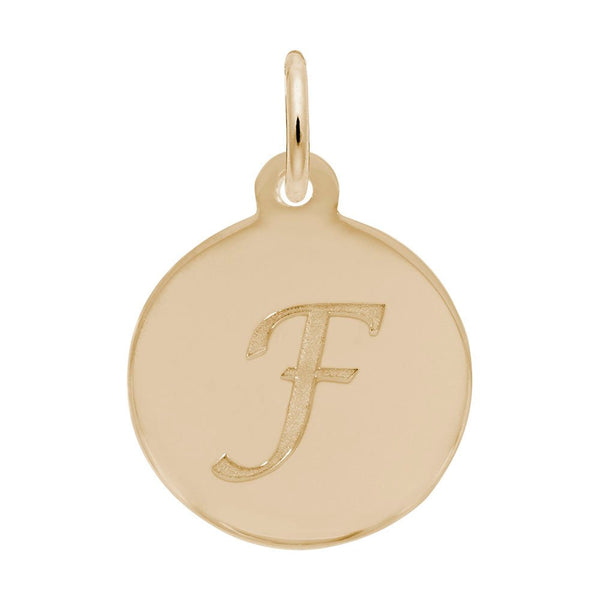 Rembrandt Charms - Script Initial Disc Charm-Letter F - 1896-006 Rembrandt Charms Charm Birmingham Jewelry 