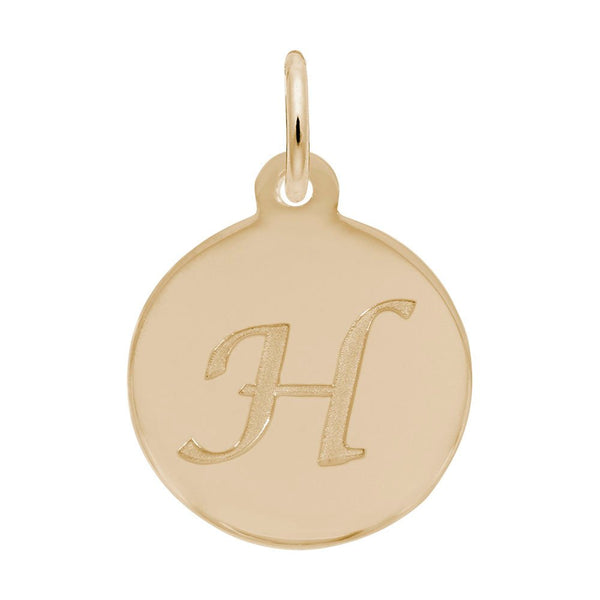 Rembrandt Charms - Script Initial Disc Charm-Letter H - 1896-008 Rembrandt Charms Charm Birmingham Jewelry 