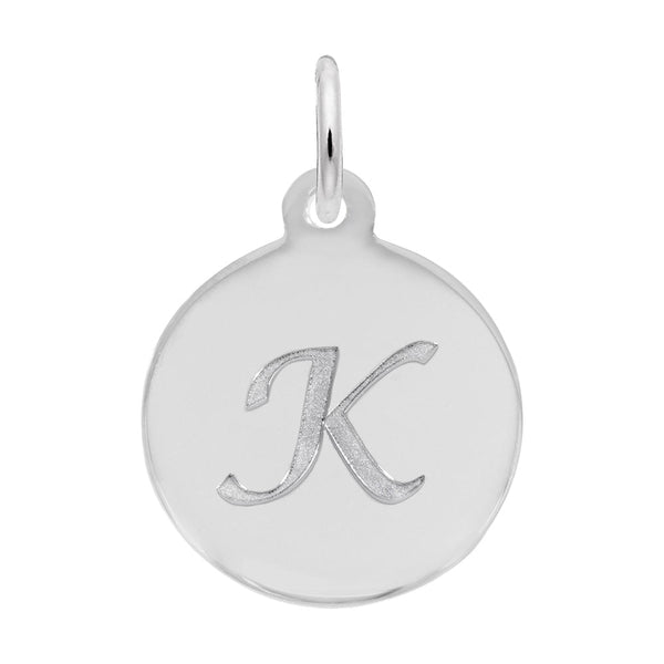 Rembrandt Charms - Script Initial Disc Charm-Letter K - 1896-011 Rembrandt Charms Charm Birmingham Jewelry 