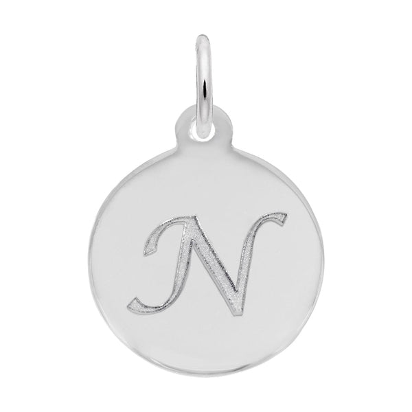 Rembrandt Charms - Script Initial Disc Charm-Letter N - 1896-014 Rembrandt Charms Charm Birmingham Jewelry 