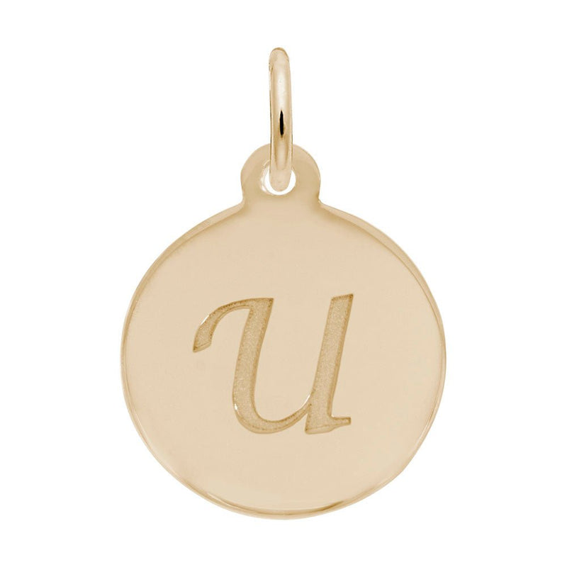 Rembrandt Charms - Script Initial Disc Charm-Letter U - 1896-021 Rembrandt Charms Charm Birmingham Jewelry 