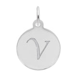 Rembrandt Charms - Script Initial Disc Charm-Letter V - 1896-022 Rembrandt Charms Charm Birmingham Jewelry 