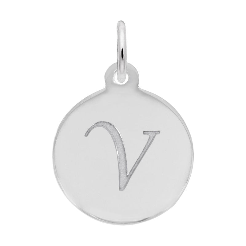 Rembrandt Charms - Script Initial Disc Charm-Letter V - 1896-022 Rembrandt Charms Charm Birmingham Jewelry 