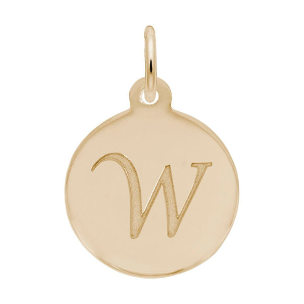 Rembrandt Charms - Script Initial Disc Charm-Letter W - 1896-023 Rembrandt Charms Charm Birmingham Jewelry 