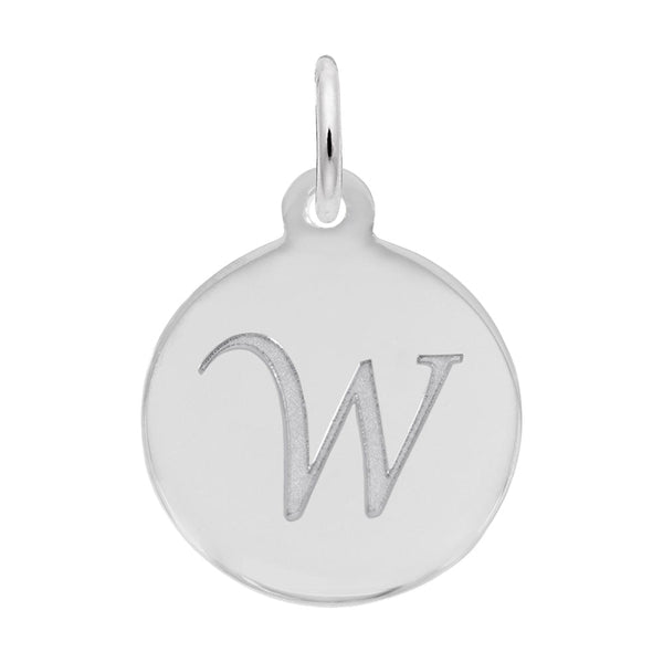 Rembrandt Charms - Script Initial Disc Charm-Letter W - 1896-023 Rembrandt Charms Charm Birmingham Jewelry 