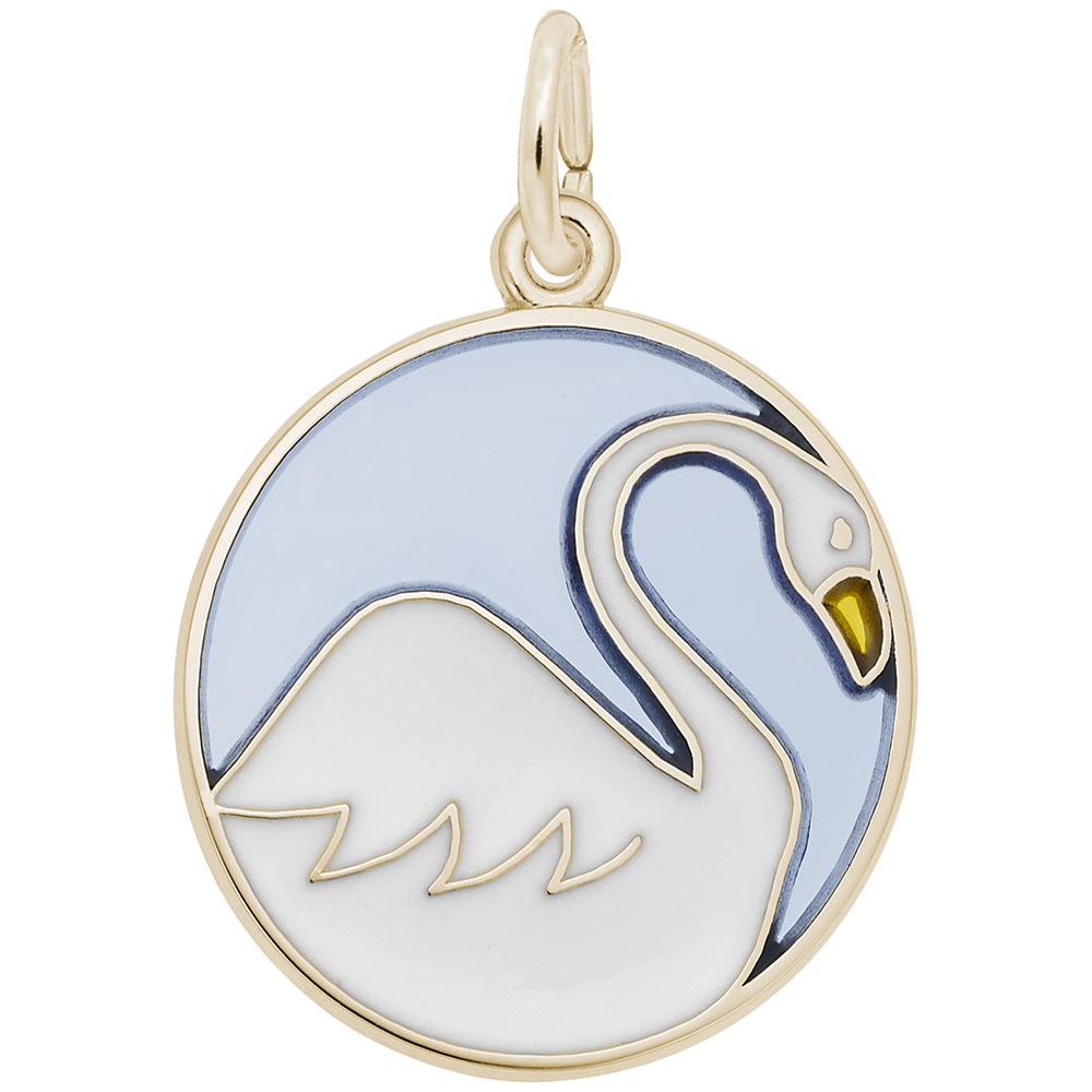 Rembrandt Charms - Seven Swans A Swimming Char - 3907 10K Yellow Gold