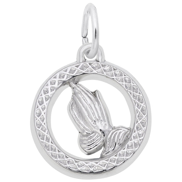 Rembrandt Charms - Small Praying Hands Open Disc Charm - 5162 Rembrandt Charms Charm Birmingham Jewelry 