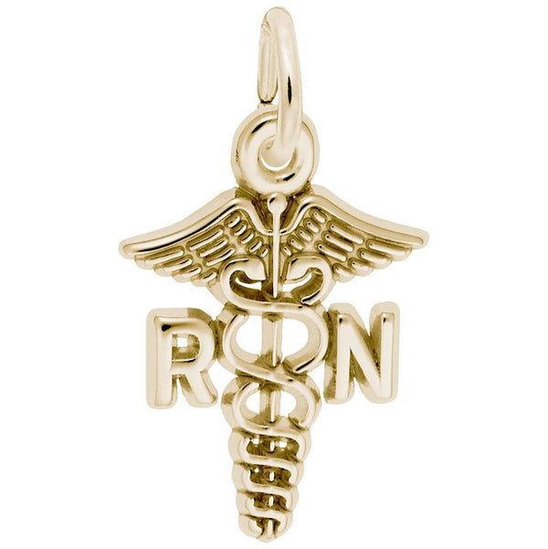 Rembrandt Charms - Small Registered Nurse Caduceus Charm - 0543 Rembrandt Charms Charm Birmingham Jewelry 