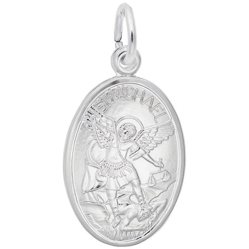 Rembrandt Charms - St. Michael Oval Disc Charm - 3388 Rembrandt Charms Charm Birmingham Jewelry 