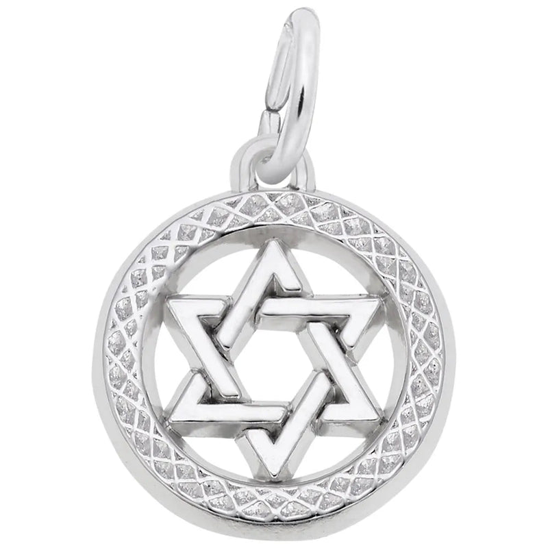 Rembrandt Charms - Star of David in Diamond Faceted Disc Charm - 5164 Rembrandt Charms Charm Birmingham Jewelry 