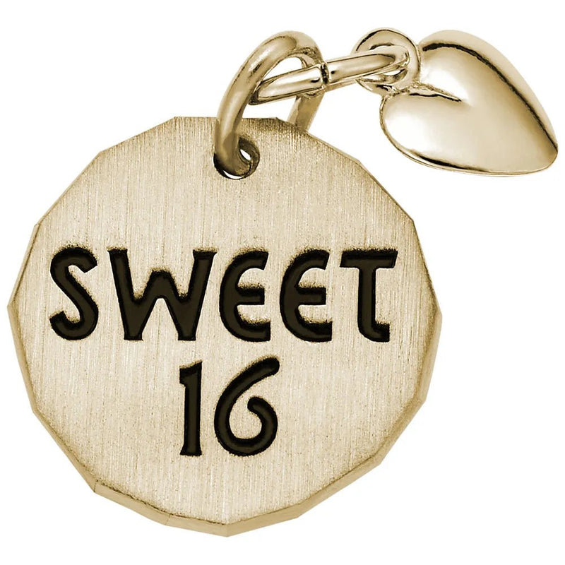 Rembrandt Charms - Sweet Sixteen Tag with Heart Accent Charm - 8446 Rembrandt Charms Charm Birmingham Jewelry 