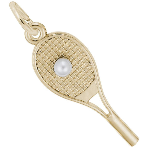 Rembrandt Charms - Tennis Racquet With Pearl Charm - 3947 Rembrandt Charms Charm Birmingham Jewelry 