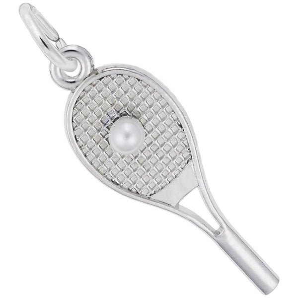 Rembrandt Charms - Tennis Racquet With Pearl Charm - 3947 Rembrandt Charms Charm Birmingham Jewelry 