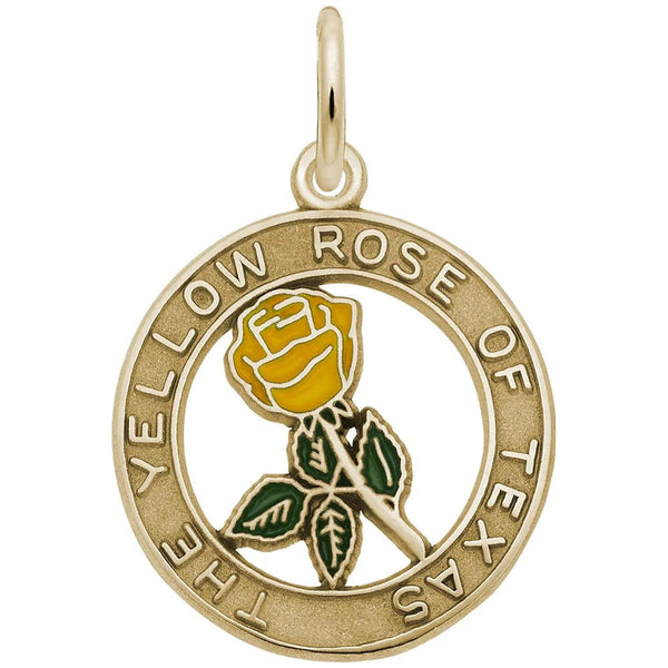 Rembrandt Charms - Texas Yellow Rose Charm - 6270 Rembrandt Charms Charm Birmingham Jewelry 