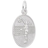 Rembrandt Charms - Volleyball Player Oval Disc Charm - 3355 Rembrandt Charms Charm Birmingham Jewelry 