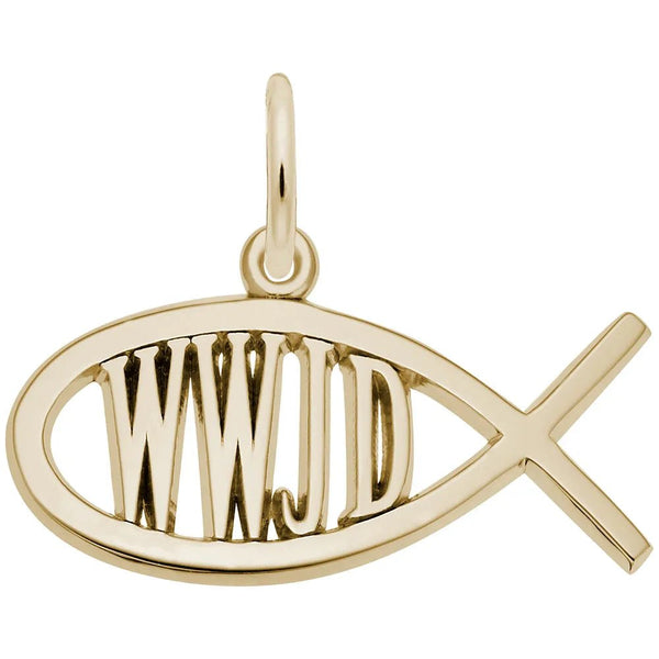 Rembrandt Charms - WWJD Fish Charm - 3582 Rembrandt Charms Charm Birmingham Jewelry 