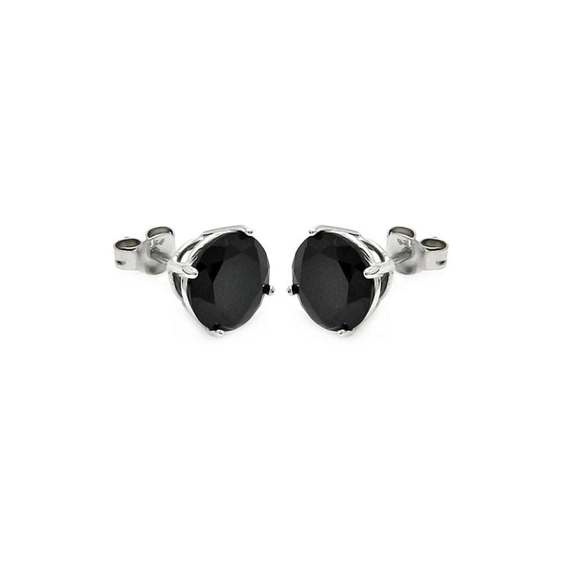 Black CZ Stud Earrings 6mm Silver Jewelry Silver Earrings Birmingham Jewelry 