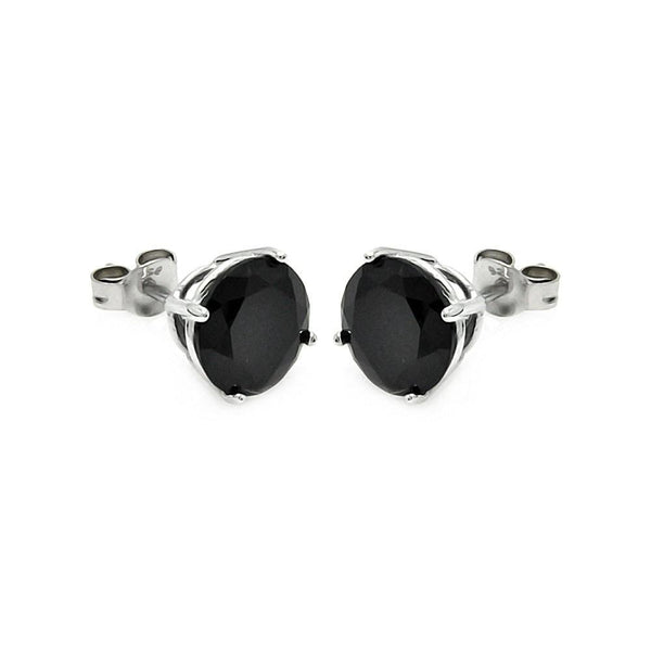 Black CZ Stud Earrings 8mm Silver Jewelry Silver Earrings Birmingham Jewelry 