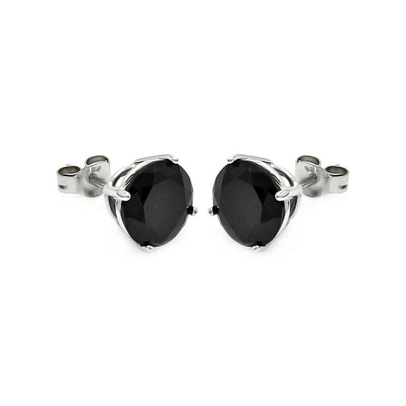 Black CZ Stud Earrings 8mm Silver Jewelry Silver Earrings Birmingham Jewelry 