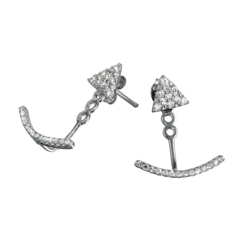 Curve CZ Hanging Stud Earrings Silver Jewelry Silver Earrings Birmingham Jewelry 