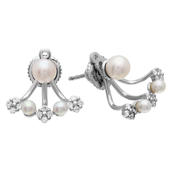 Fresh Water Pearl and CZ Hanging Earring Silver Jewelry Silver Earrings Birmingham Jewelry 